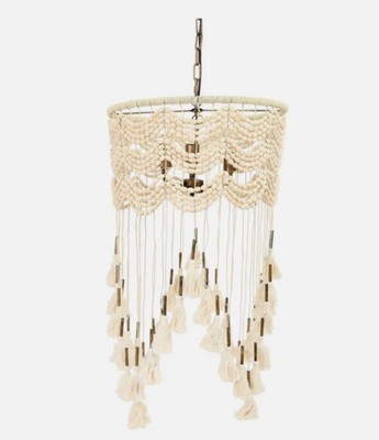 Creative Co-op Chandelier DF2885 34.5” Lamp 3 Light Cotton Metal Hardwire Only-image