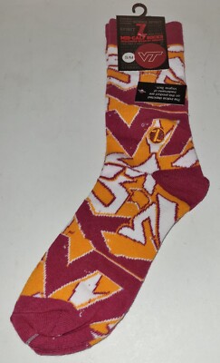 Virginia Tech Socks~Maroon/Orange ~ VT ~Women's size S/M ~ Zoozatz~Mid-Calf~ NWT-image