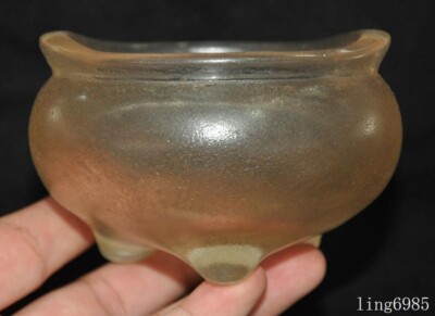 China Buddhism temple crystal Carved Joss Incense burner Censer statue-image