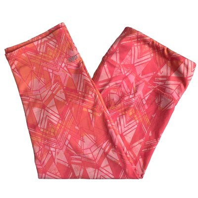 Alo Womens Pink Orange Geometric Print Mid Rise Capri Leggings Size Medium-image