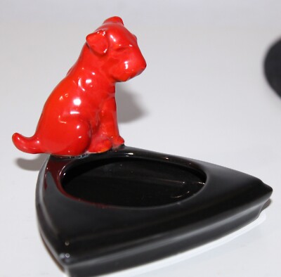 Vintage Orange Dog - Puppy Figurine Pin Tray / Ashtray Mid Century-image