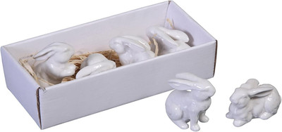 Creative Co-Op White Ceramic Bunnies (Set of 6 Pieces) -image