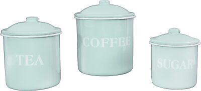 Creative Co-Op Metal Containers with Lids, Coffee, Tea, Sugar (Set Mint Green -image