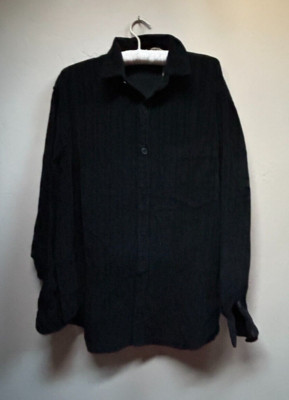 New CP Shades Medium Joss Black Corduroy Button Up Shirt Long Sleeve 1225-593-image