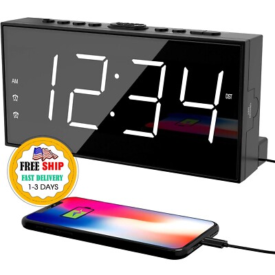 Reloj Despertador LED Inteligente Para Mesa De Noche Alarma US-image