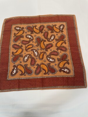 Vintage Scarf Morsly New York Womens Paisley Orange/Brown Bright Mid Century-image