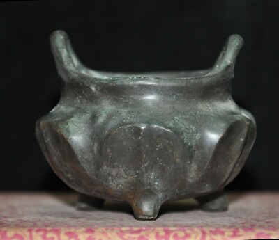 Marked Old Chinese buddhism temple pure bronze Joss Incense Burner Censer-image
