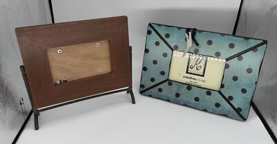 2 Framed Tabletop Photo Frames - Wood & Polka Dot Creative Co-op-image