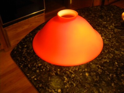 orange danish artist signed  Art Glass Shade mid century modern-image