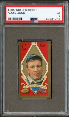 1911 T205 Gold Border  Addie Joss HOF [Piedmont factory 25 back]  PSA 5 EX 42-image