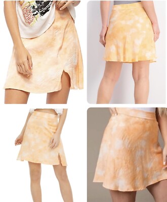 Free People Women Orange Peach Tie-Dye Martine Flirt Mini Skirt Size 8 US-image