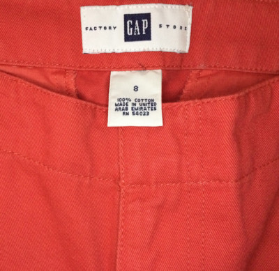 GAP Women Classic Fit Cotton Cropped Pants Capri Coral Salmon Misses Size 8 -image