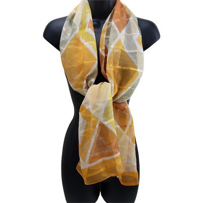 Women's Scarf Modern Mid Century Style Yellow Orange Polyester 13