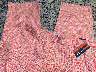 NWT 64$ Izod Light Breathable Geo Pants White Orange Pink Size 16-image