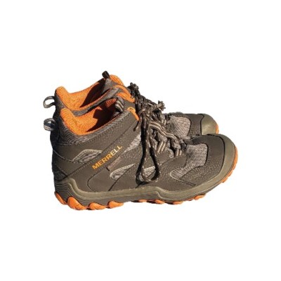 Merrell Boys Boots Size 1 Hiking Chameleon Access Mid Waterproof  Gray Orange-image