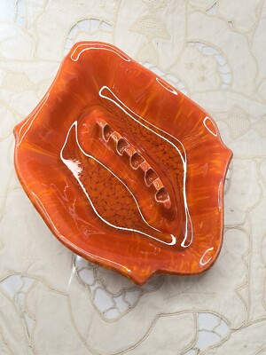 VTG Mid Century Modern Orange Ashtray California Original USA Pottery #232-S-image