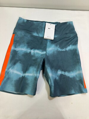 Nike Women’s One Luxe 7” Mid-Rise Shorts Blue/White/Orange Size XS DO7814-058-image