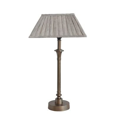 Creative Co-Op Farmhouse Metal Pleated Shade, Brass and Grey Table Lamp, Gray-image