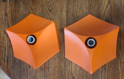 Hoffmeister Mid Century Modern Hexagonal Space Age Orange Pop Art Light 1970s-image