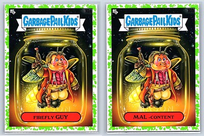 Firefly TV Series Joss Whedon Mal Garbage Pail Kids Spoof Green SP 2 Card Set-image