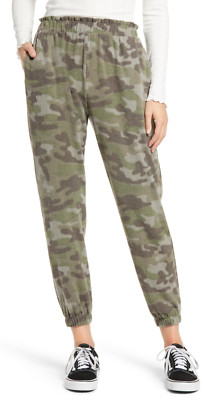 New La La Land Creative Co Camo Fleece Jogger Sweatpant Womens Medium Crop Green-image