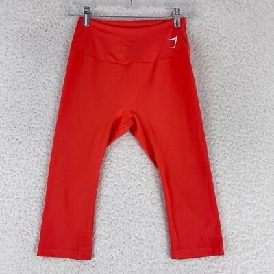 Gymshark Orange Mid-Rise Calf Length Leggings Womens Pull On Athletic Size M-image