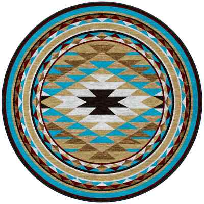 Sallisaw Mesa Tan Diamond Southwestern Lodge Country Farmhouse Area Rug 8' Round-image
