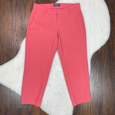 Old Navy Harper Pants 6 Coral Orange Slim Leg Crop Mid-Rise Stretch Women's-image