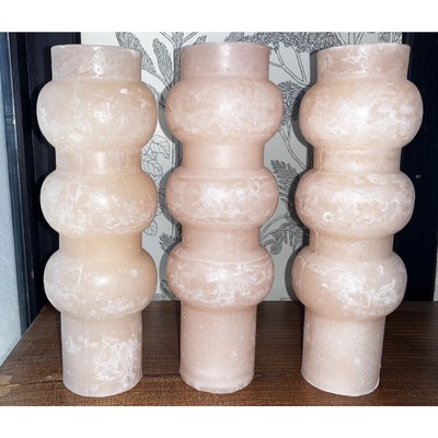 Creative Co Op Unscented Spiral Chunky Peach Pillar Rustic Candles 9x3-image