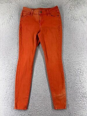 Old Navy Pants Womens 2 Orange Denim Jeans Rockstar Mid Rise Skinny Cotton READ-image