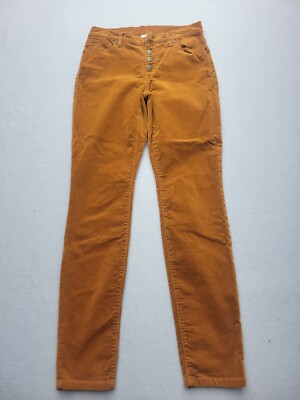 Cabi Womens Pants 4 Orange Corduroy Skinny Button Fly Mid Rise-image