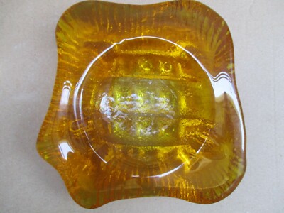 Vintage Heavy Orange/Yellow Art Glass Bowl  Mid-Century Modern -image