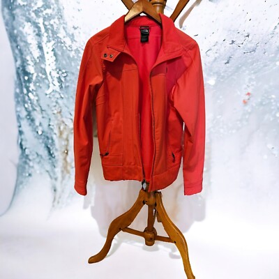 The North Face Jacket Women Large Coral Full Zip Hooded Fleece Lined Poly READ-image