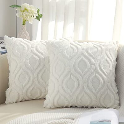 Decorative Throw Pillow Coversgeometric Pattern For Home 18x18 Soft Plush Faux W-image