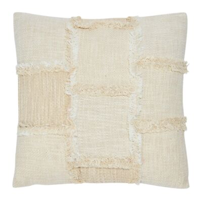 Creative Co-Op Woven Cotton and Wool Patchwork Frayed Edges Pillow 18