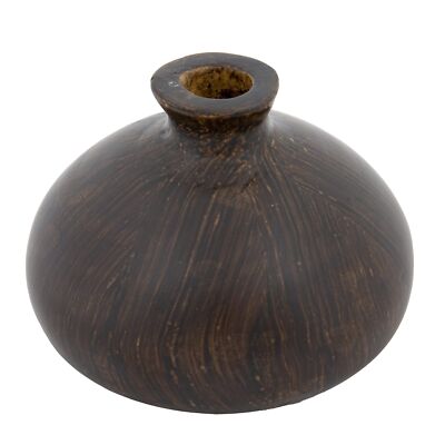 Creative Co-Op Decorative Paulownia Wood Vase, Espresso Finish-image