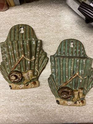 2   Cactus Fishing Boot Cowboy Hat Creative Co-op Ceramic Wall Pocket Planter-image