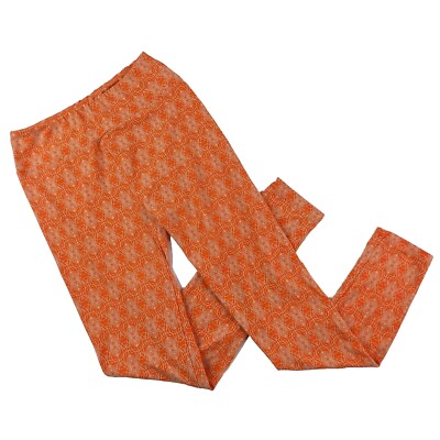 LuLaRoe Pants One Size Unisex Orange Dreamsicle & Cream Design Stretchy Comfort -image