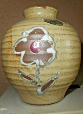 GENUINE STONEWARE CREATIVE DECORATIVE CO INC JAPAN BROWN FLOWER VASE EUC-image