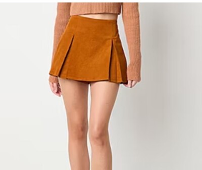 Forever 21 Cord Mini Skort Womens Mid Rise Pleated Skirt Juniors-image