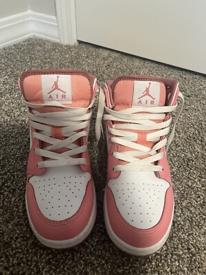 Nike Air Jordan 1 Mid Coral Chalk White Pink Shoes-image