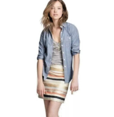 J.Crew Metallic Striped Mini Skirt - Peach/Gold Shimmer | Size 0 casual/ formal-image