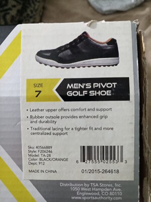 Tommy Armour Mens Pivot Golf Shoes 7 Spikeless Mid Top Lace Up Black Orange-image