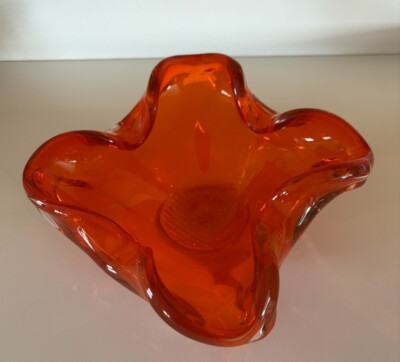 Viking Glass Mid-century Orange Art Glass Bowl-image