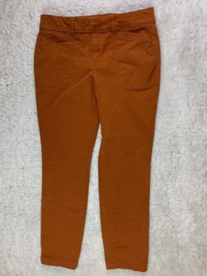 Old Navy Size 4P Petite Womens Pixie Pants Denim Orange Mid Rise Stretch-image