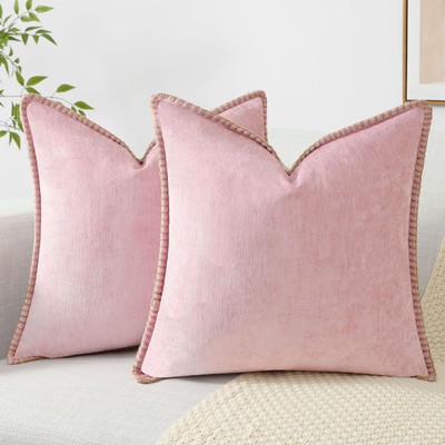 Chenille Soft Spring Throw Pillow Covers 18x18 Set of 2, Decorative Farmhouse...-image