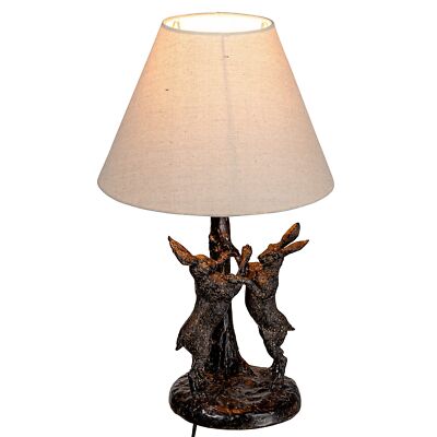 Creative Co-Op EC1464 Bunny Rabbit Linen Empire Shade, Brown and Natural Tabl...-image