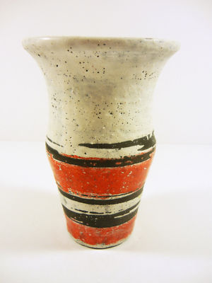GORKA LIVIA, WHITE VASE WITH DARK ORANGE STRIPES 6