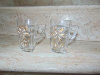 Vintage Triangular Orange Juice Glasses Mid Century Modern Retro Mod Set Of 2-image