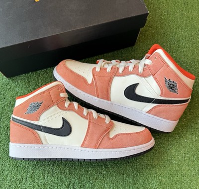 Air Jordan 1 Mid SE (GS) Team Orange Sail Size 7Y / Women 8.5 DV1336-800-image